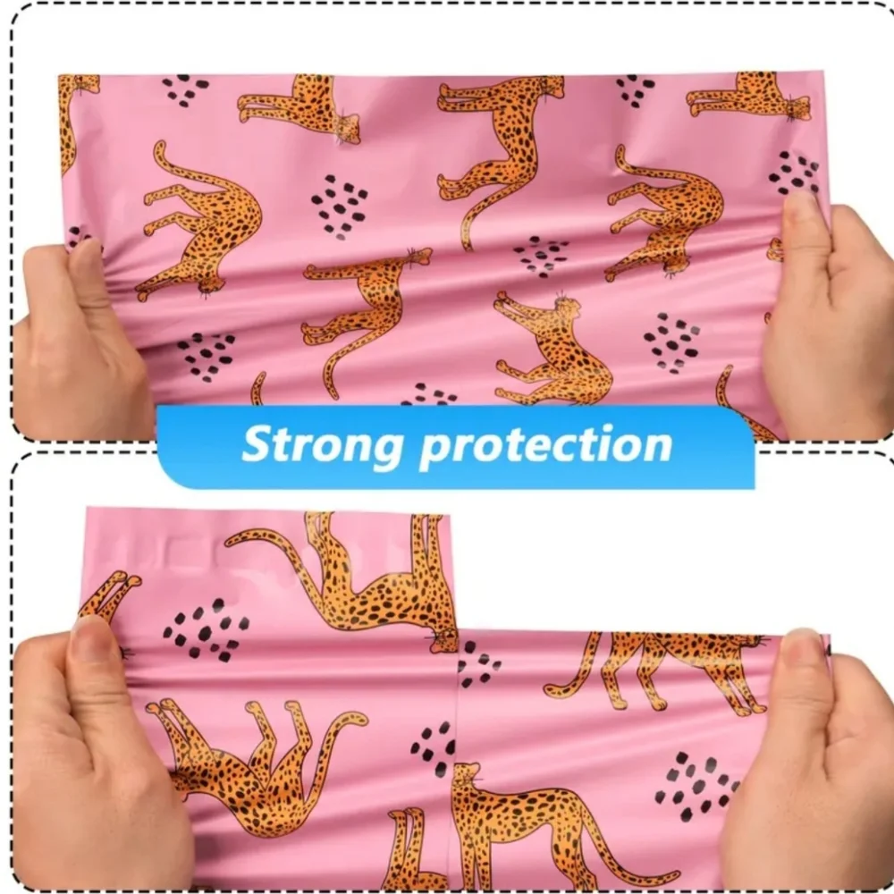 Cheetah Cats Pink Self Sealing Poly Mailer Bags 12.5 X 15